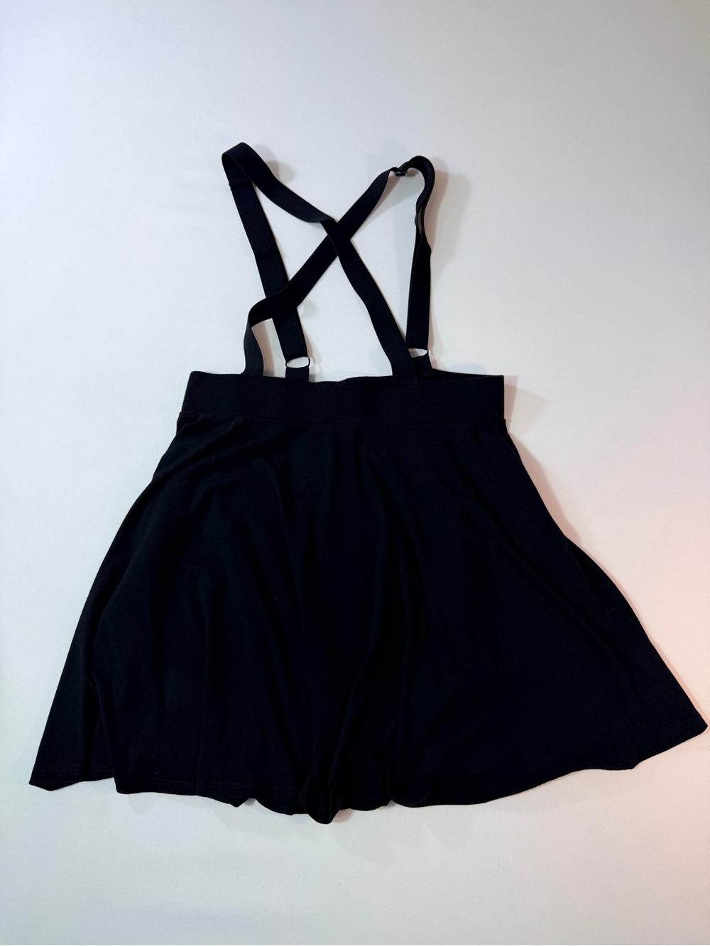 Hot Topic Black Suspender Mini Skater Skirt with Cross-Back Straps Size Medium